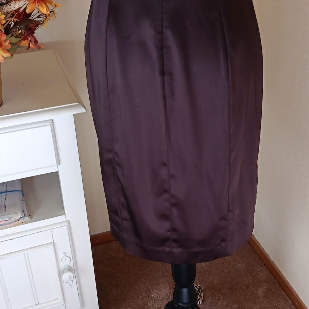 Calvin Klein Chocolate Brown Stretch Satin Dress - Picture 7 of 11